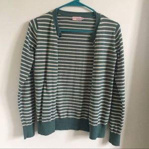 Green and white striped cardigan S